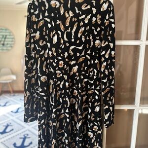 New Nine West Black & Brown Animal Print Dress Medium